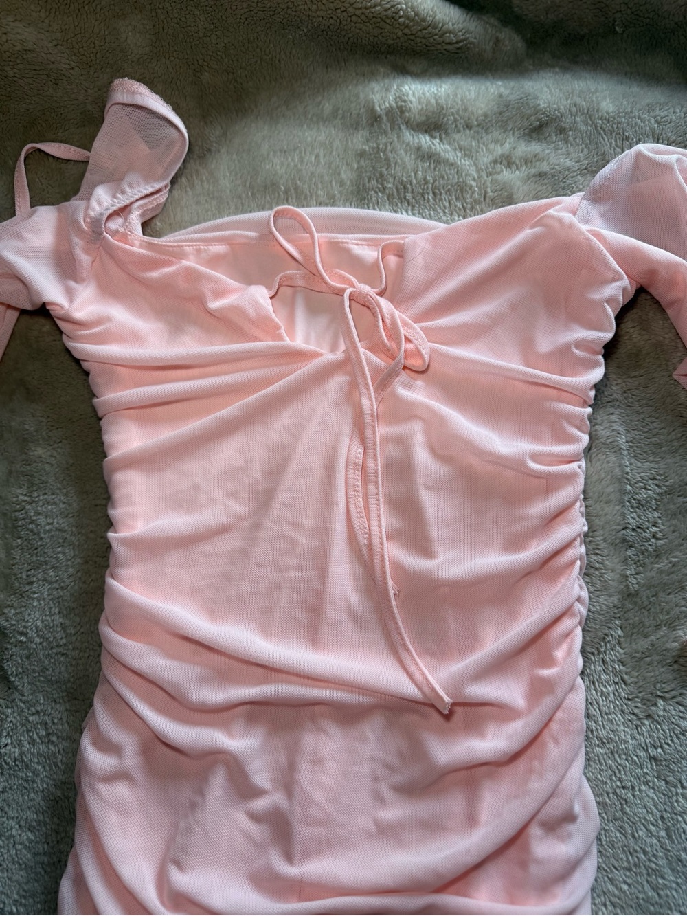 SHEIN Ruched Pink Long‑Sleeve Dress – Size XS